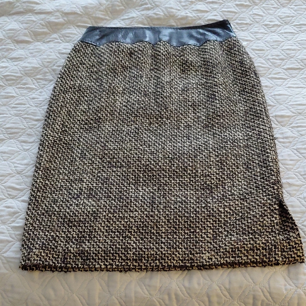 Tombolini Dark Brown and Tan Textured Skirt